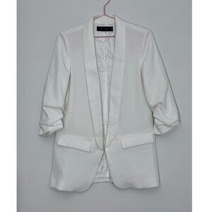 Zara Ruched Sleeve White Blazer Size XS